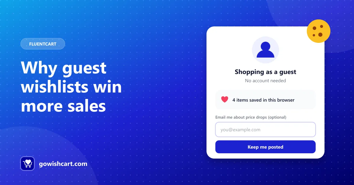 Guest shopper wishlist card with an optional email field